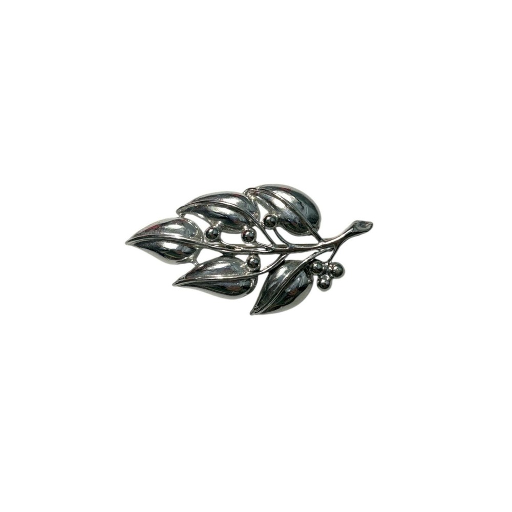 Vintage Signed Sarah Coventry Silver Tone Silent Spring‎ Leaves Brooch Pin